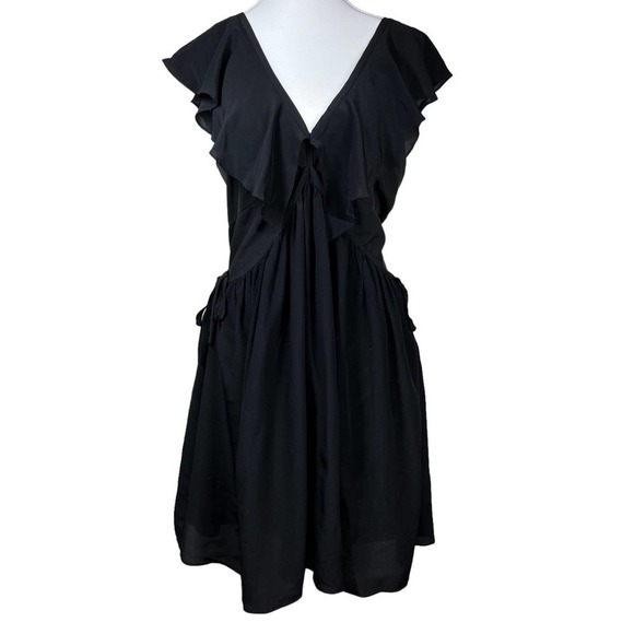 Opening Ceremony Mini Dress 100% Silk Draped Waist Black Ruffle 4 - Picture 3 of 10